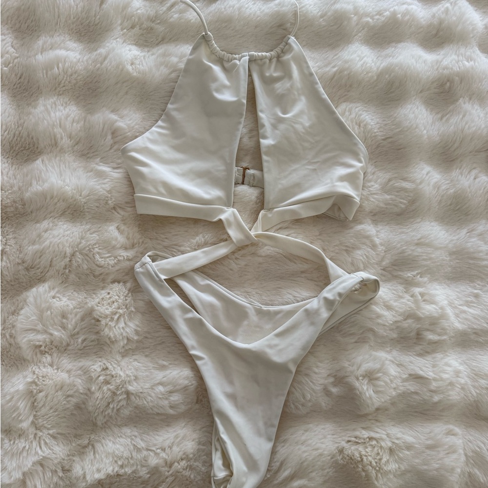 White Fox Halter Cutout Swimsuit